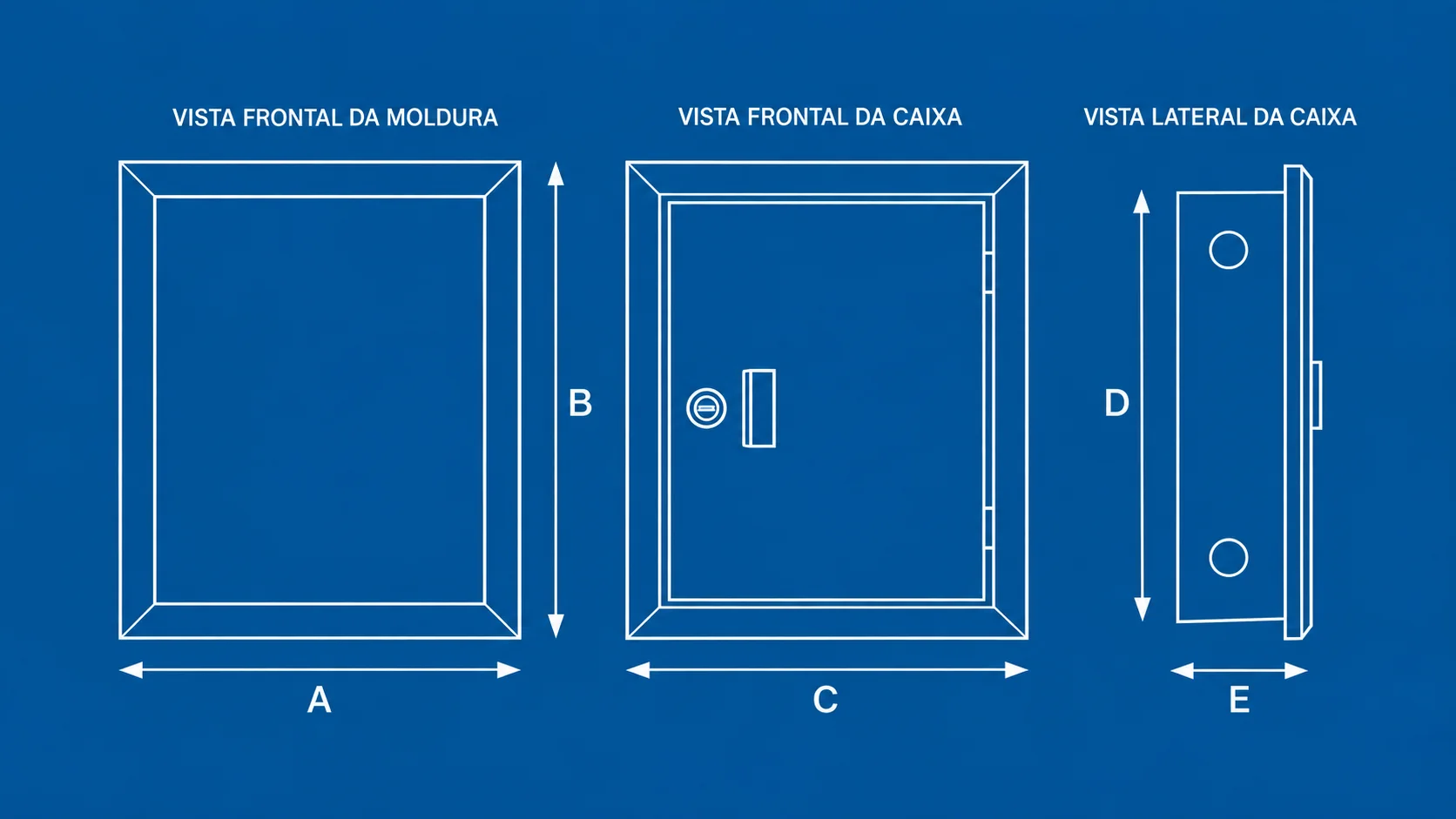 Desenho técnico de Quadros de Comando de Embutir QCEMB IP40